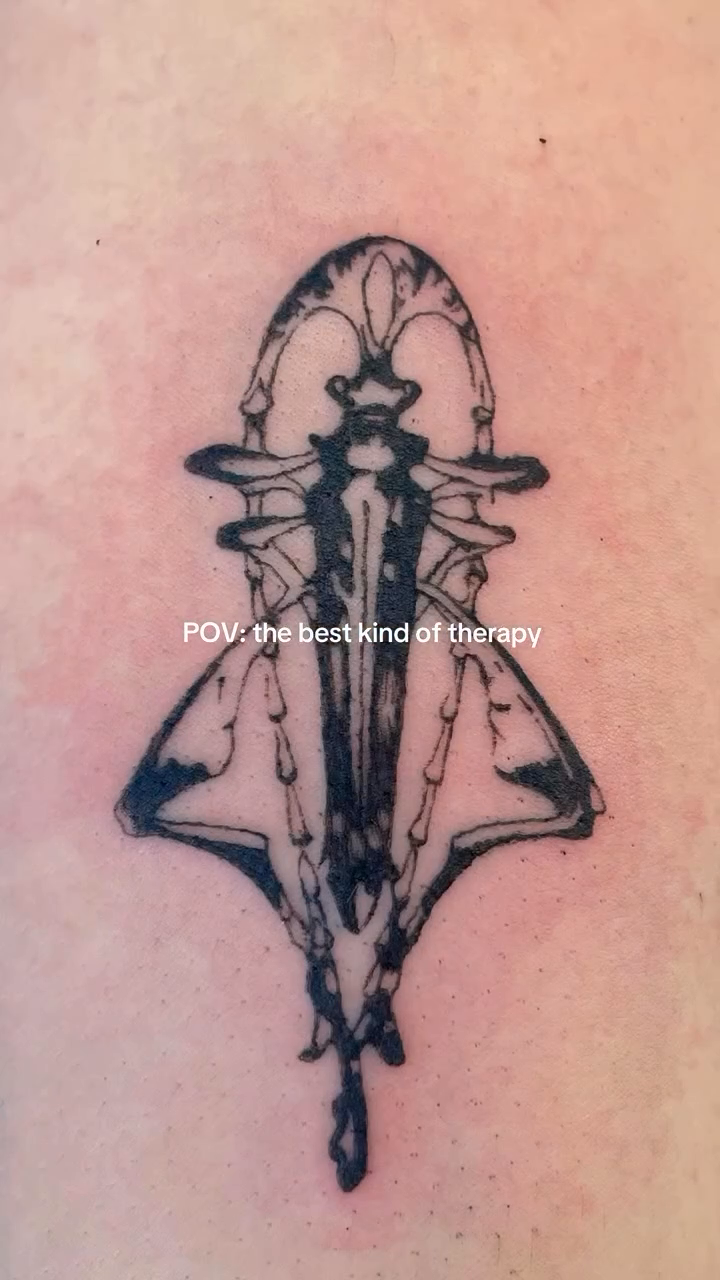 Tattoo by @bat.ass.tattoo — blackwork, illustrative