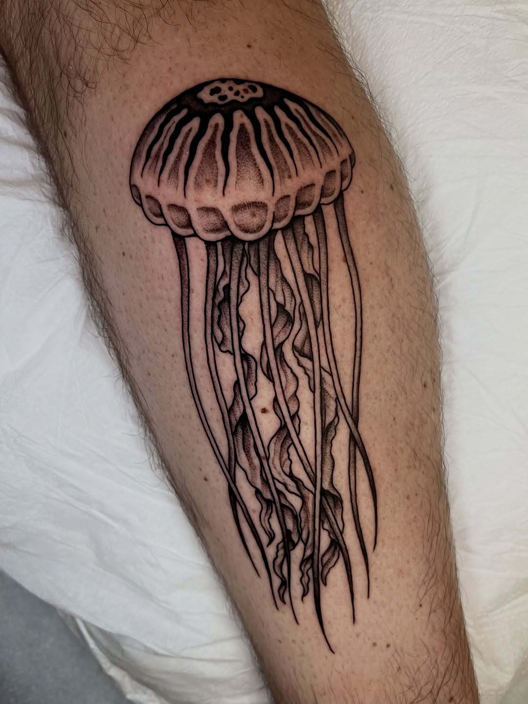Tattoo by @dirty_funq — illustrative, dotwork