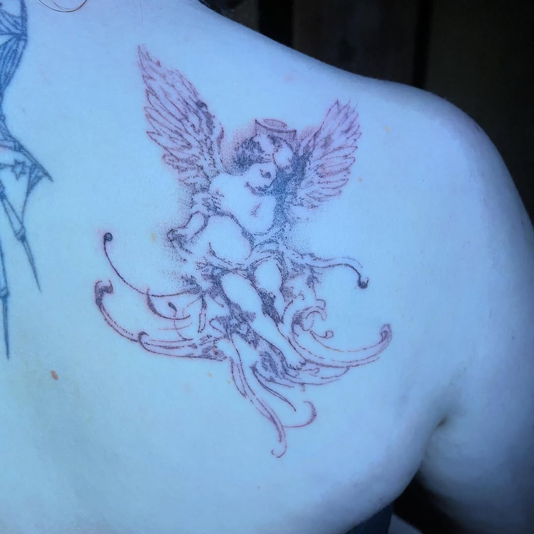 Tattoo by @initiationoftorture — illustrative, black_and_grey