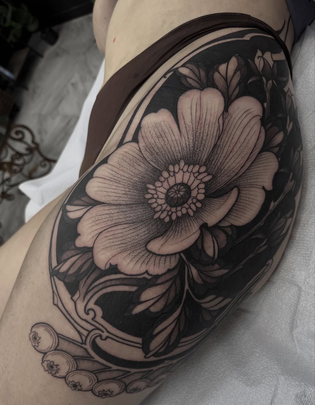 Tattoo by @dottedlines.2 — black_and_grey, illustrative