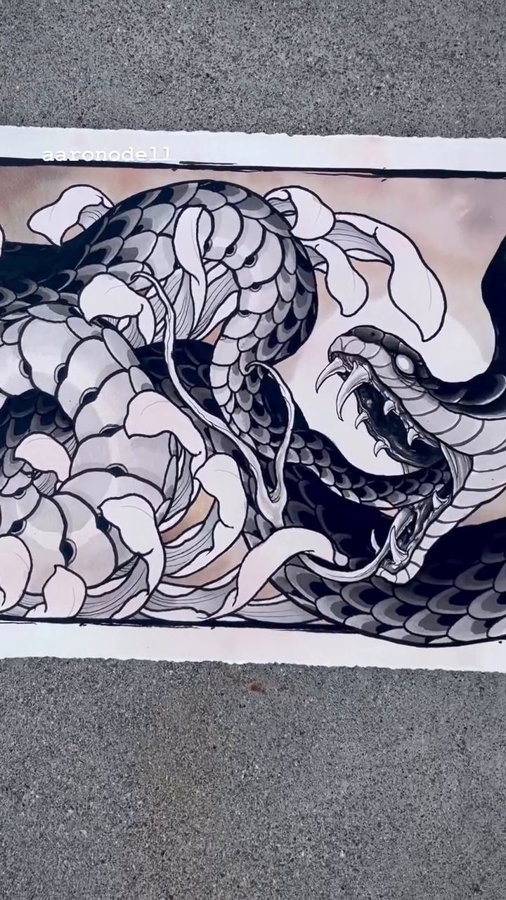 Tattoo by @aaronodell — japanese_irezumi, black_and_grey