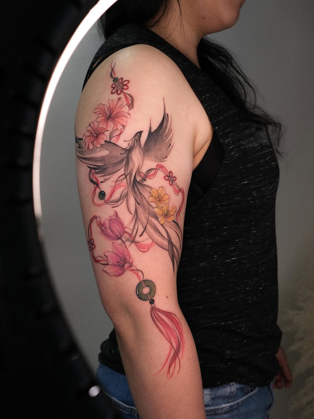 Tattoo by @karmon.tat — illustrative, watercolor