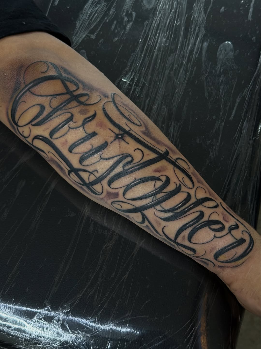 Tattoo by @samg_tat2s — lettering_script, chicano