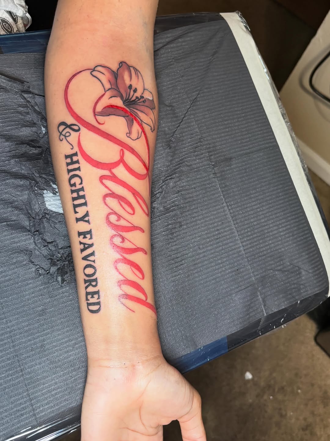 Tattoo by @tatboy_k — lettering_script, illustrative