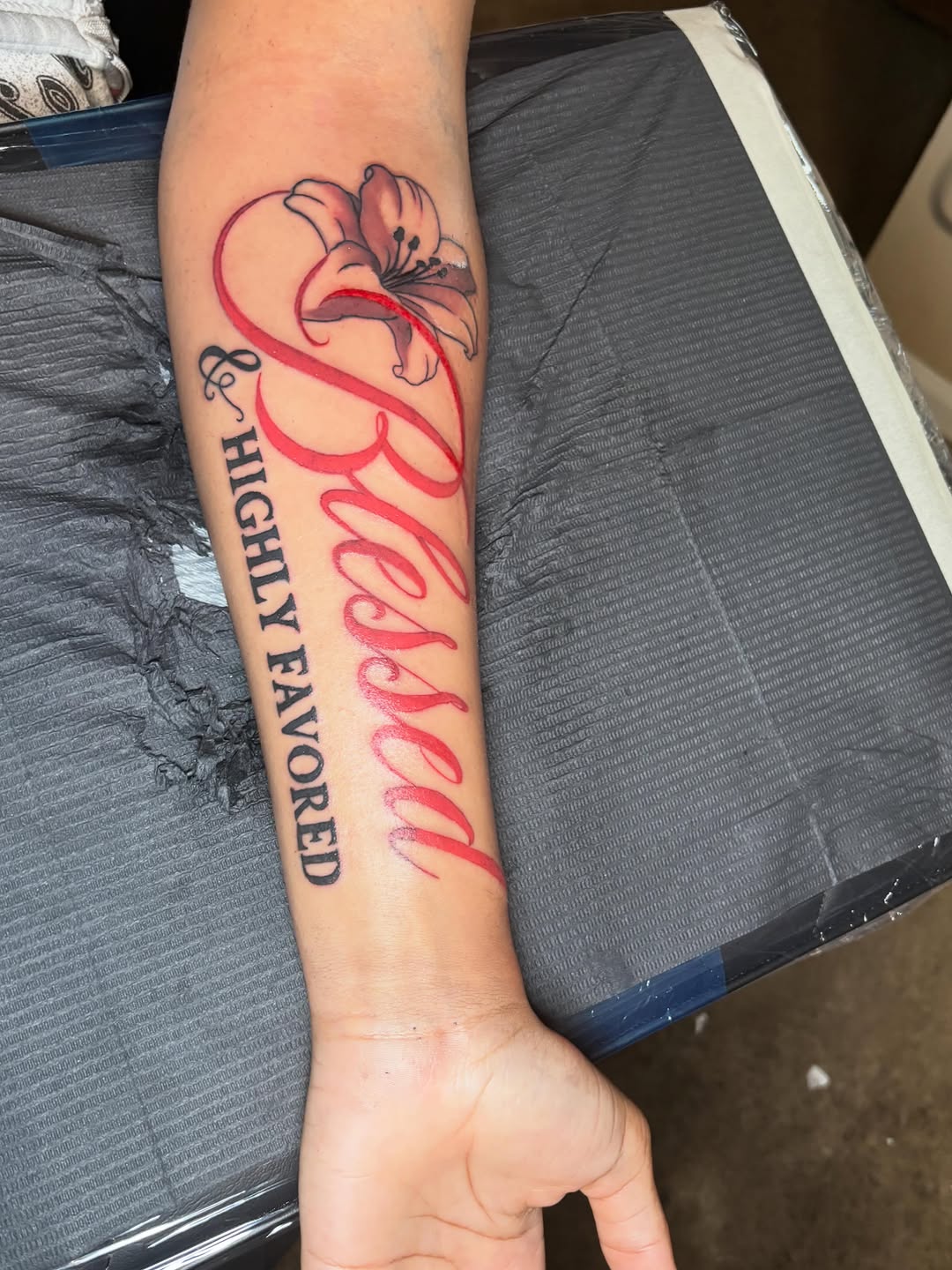 Tattoo by @tatboy_k — lettering_script, illustrative