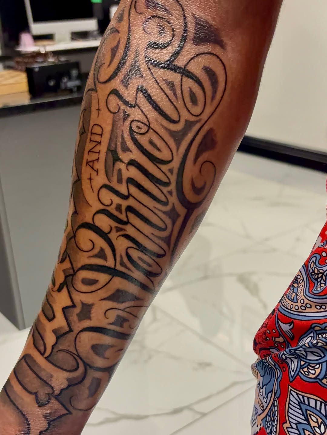 Tattoo by @t4no_one — lettering_script, blackwork