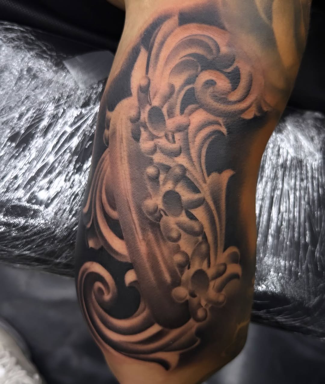 Tattoo by @tattooboytattoos — black_and_grey, ornamental