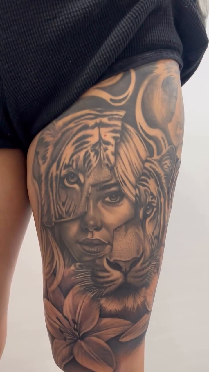 Tattoo by @winonataylortattoos β realism, black_and_grey