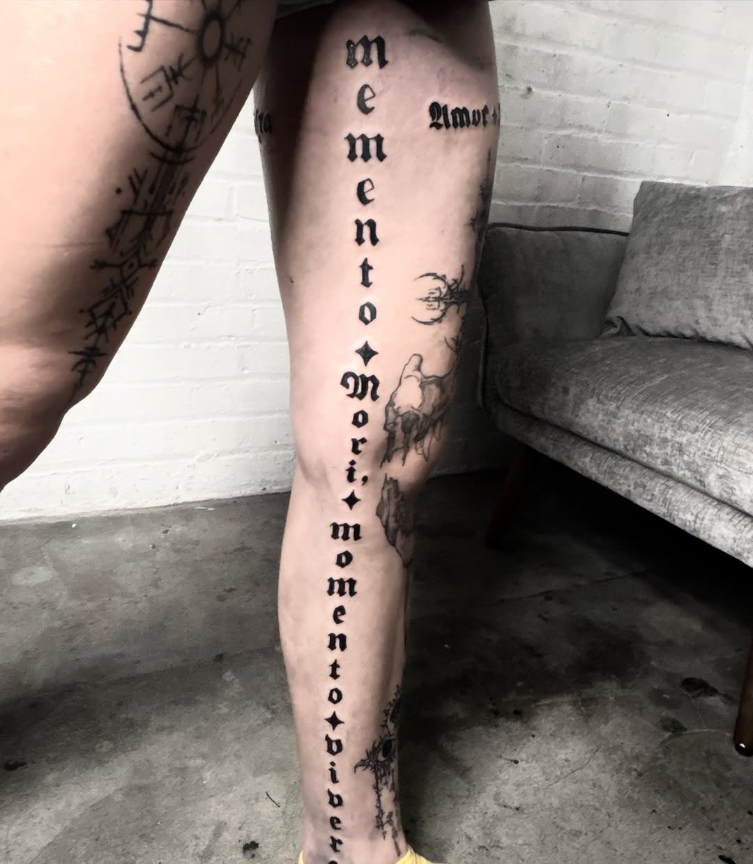 Tattoo by @mothboy_tattoo — lettering_script, blackwork