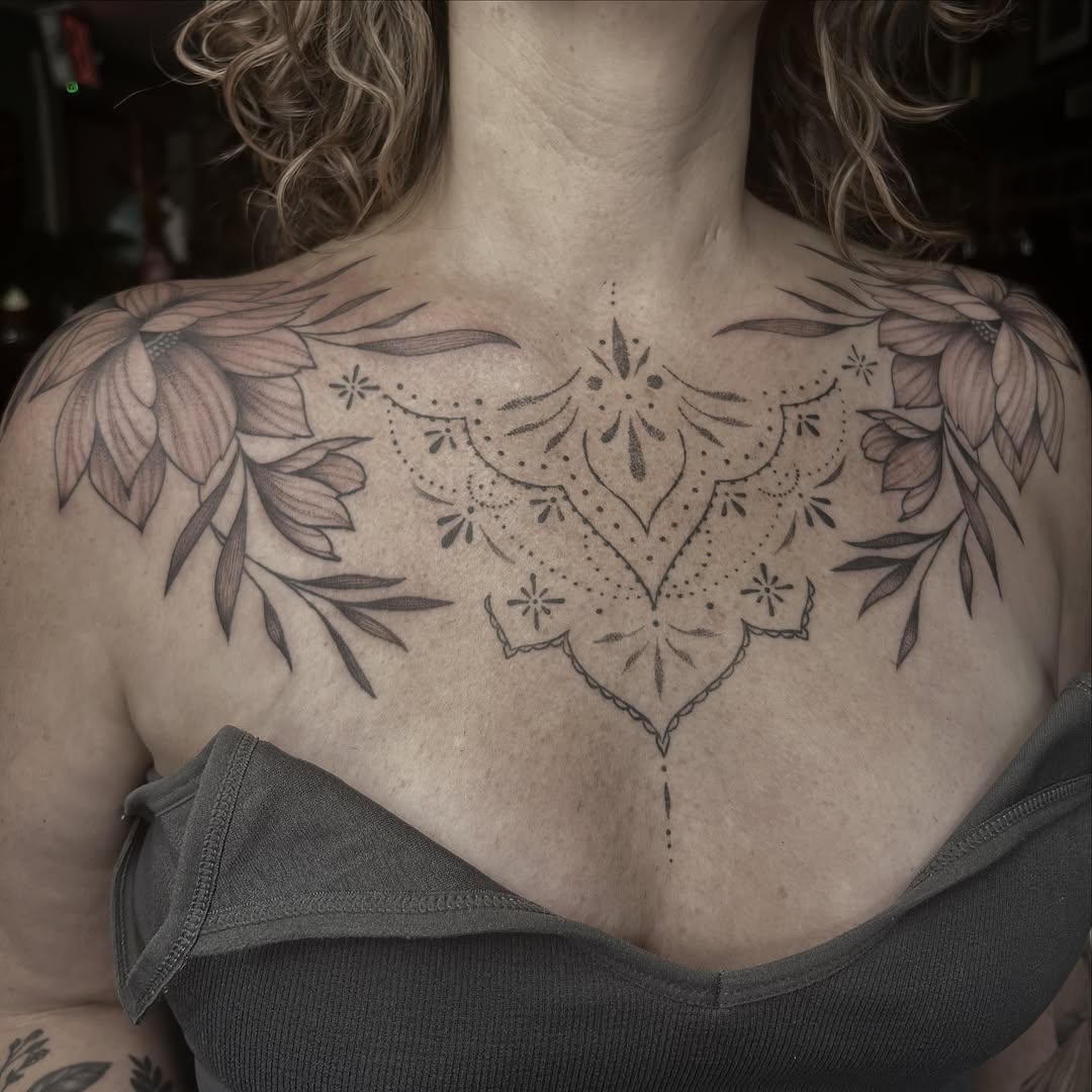 Tattoo by @hannahkaytattoos — illustrative, dotwork