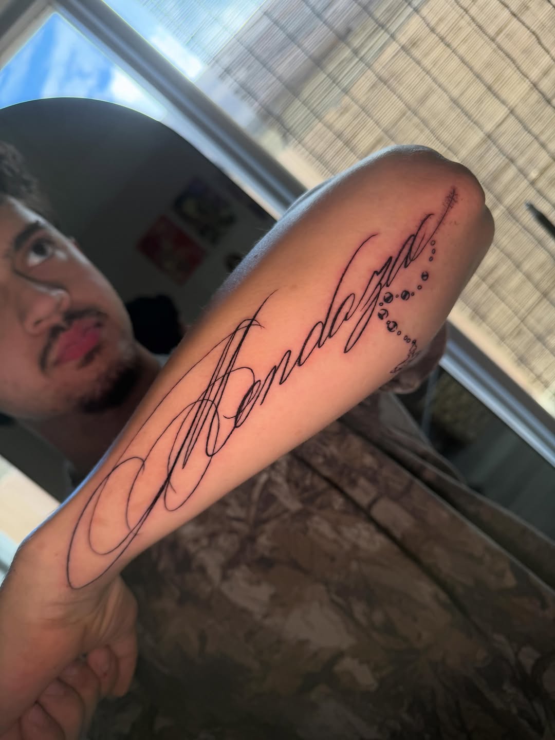 Tattoo by @digitalcarty — lettering_script, fine_line