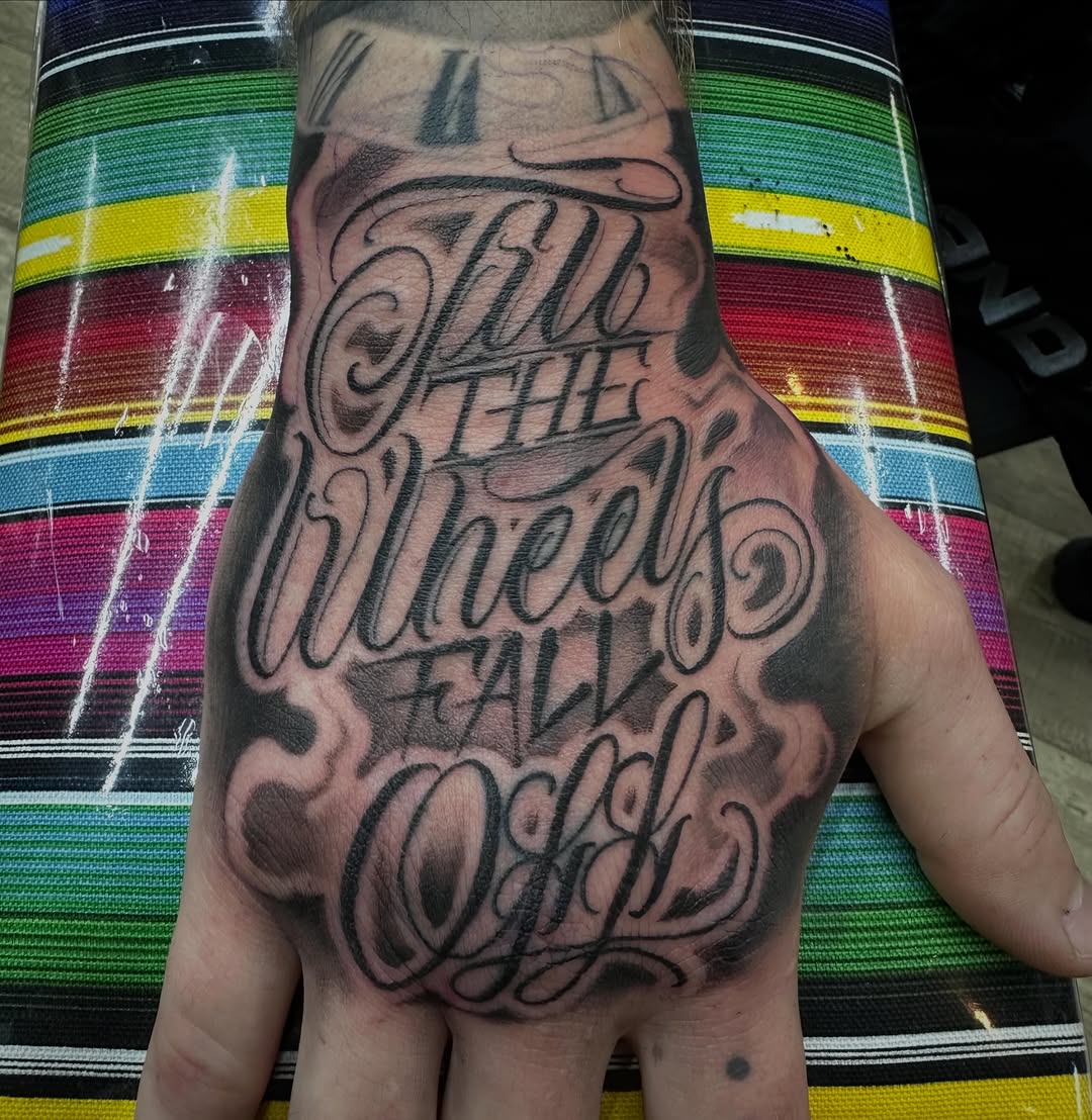 Tattoo by @dirtyletters937 — lettering_script, chicano