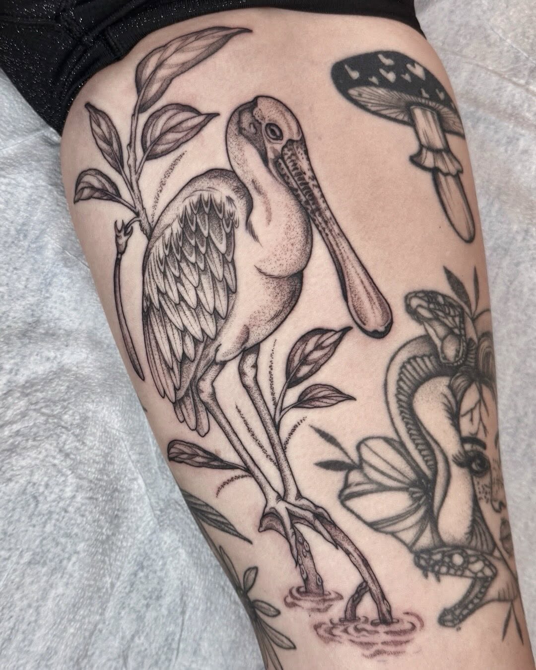 Tattoo by @horsegirltats — black_and_grey, dotwork