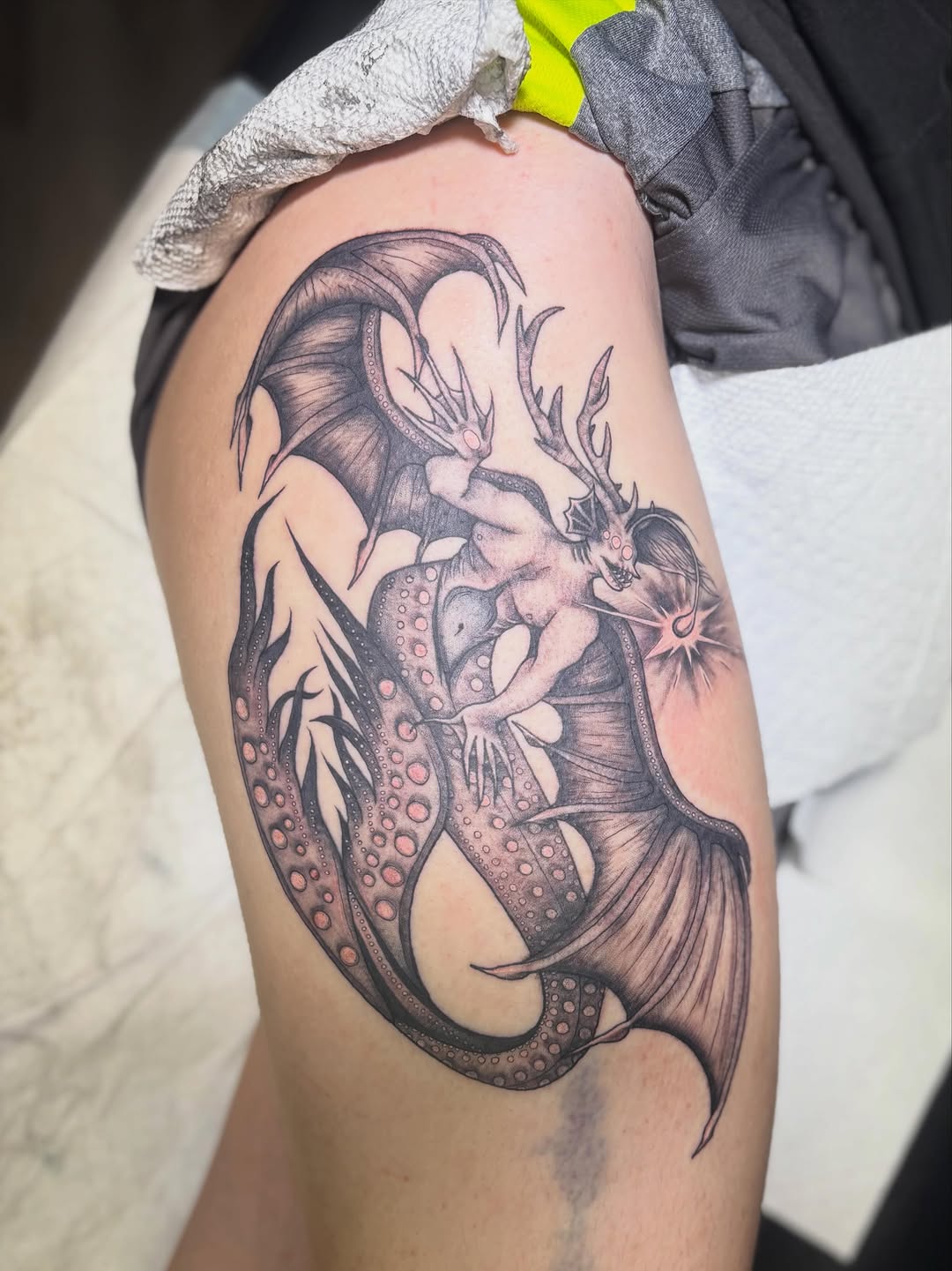 Tattoo by @_olive_tattoos_ — illustrative, dark_realism