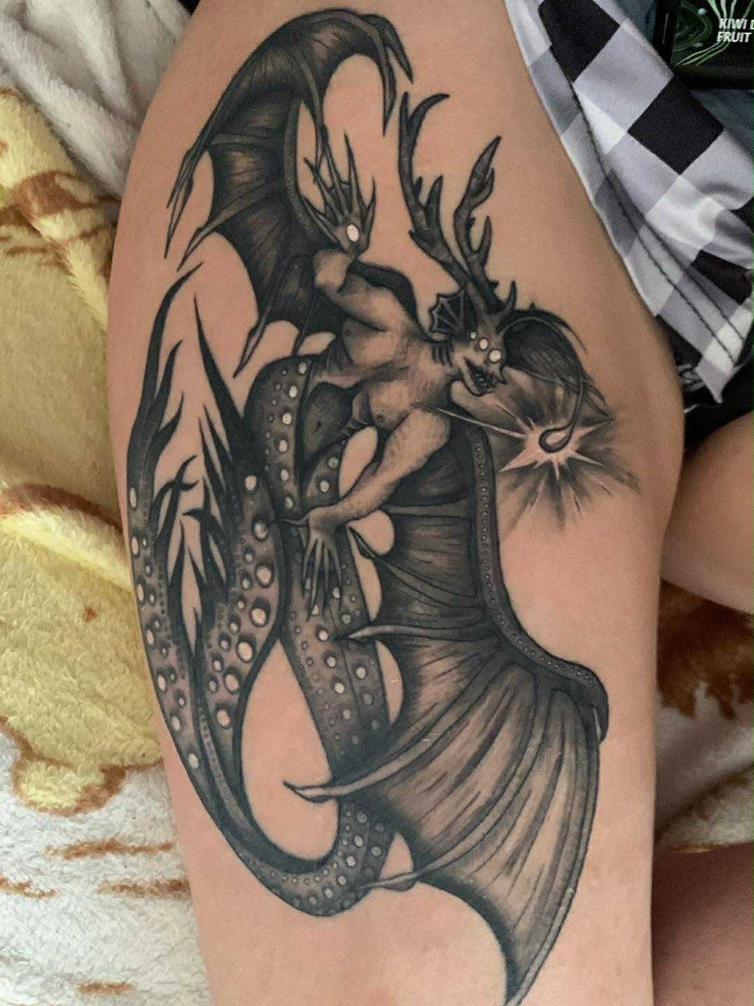Tattoo by @_olive_tattoos_ — dark_realism, illustrative