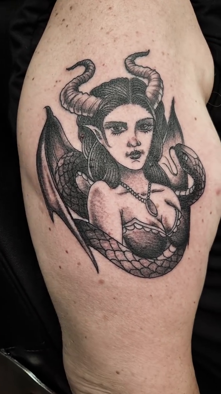 Tattoo by @partymullet — black_and_grey