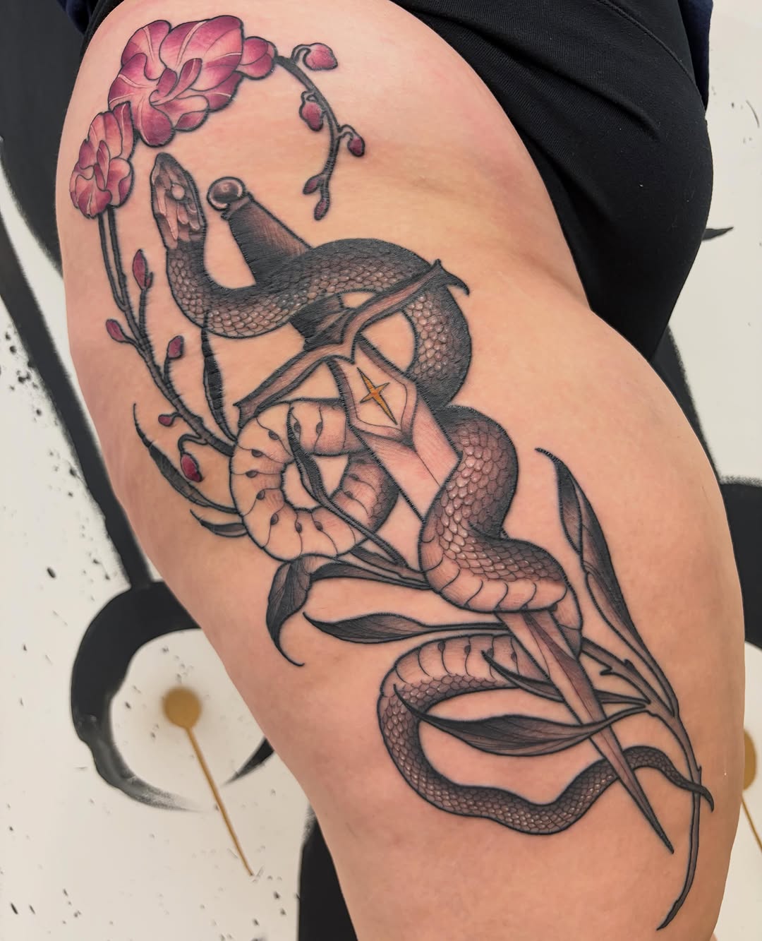 Tattoo by @kaylafaytattoos — illustrative, black_and_grey