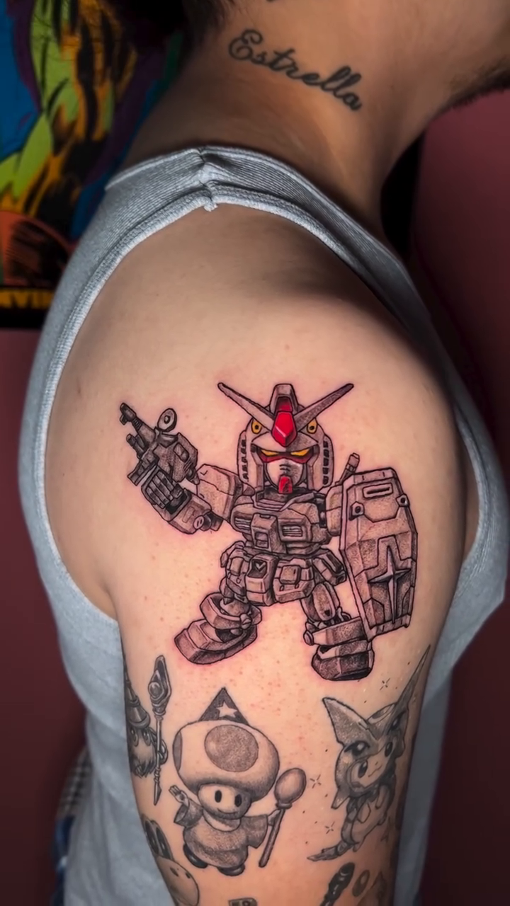 Tattoo by @justin_makesyoubleed — anime, black_and_grey