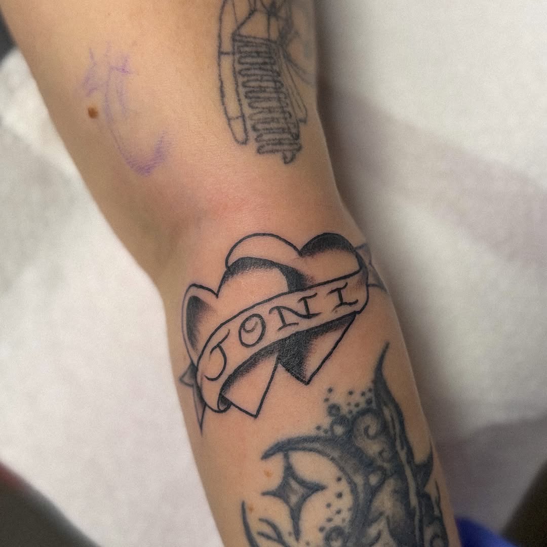 Tattoo by @zacxtatz — lettering_script, black_and_grey