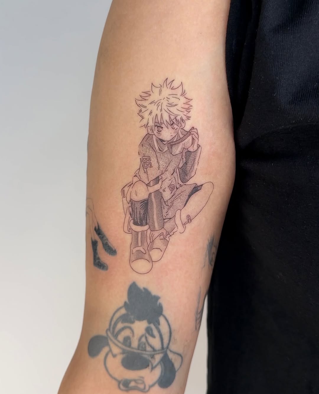 Tattoo by @konnichiwa.emi — anime, fine_line