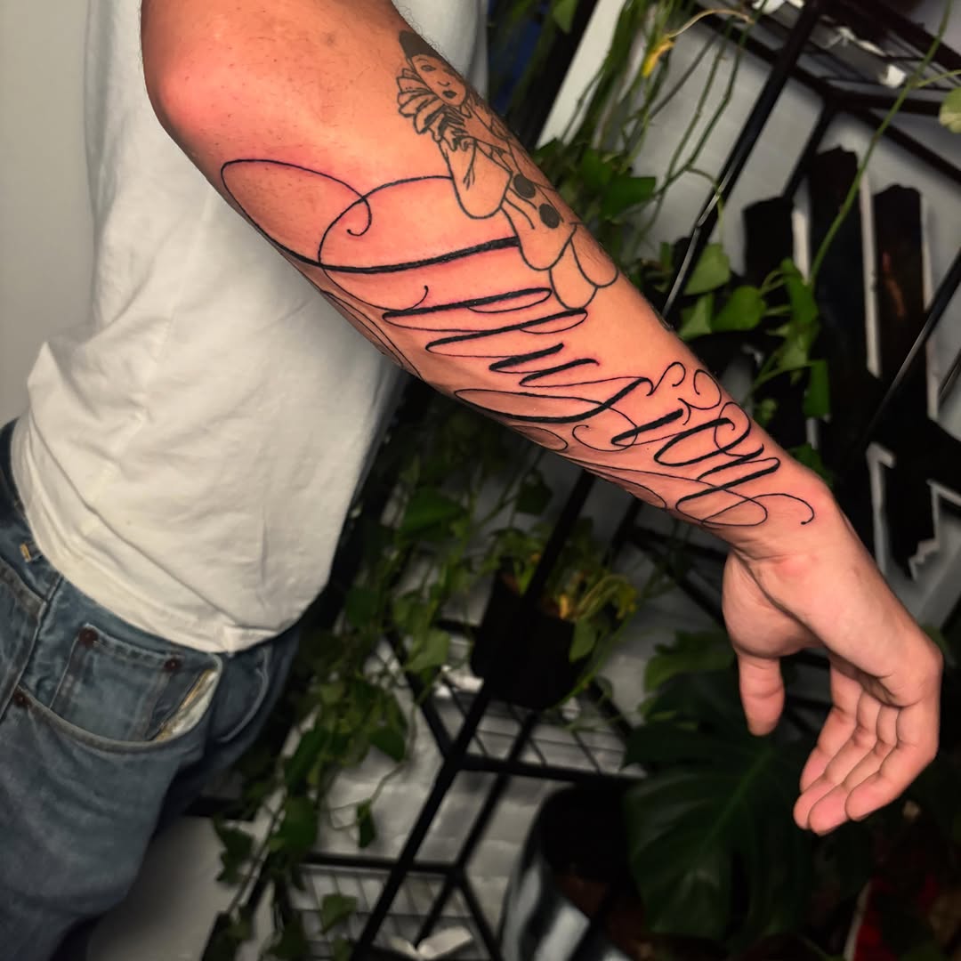 Tattoo by @tattoosxd__ — lettering_script, illustrative