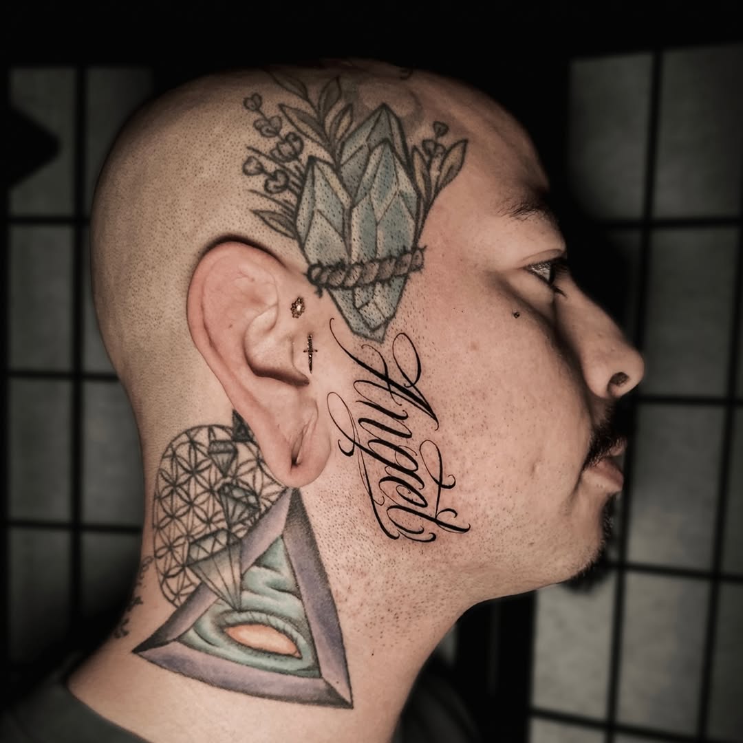 Tattoo by @vblock.dice β lettering_script, chicano