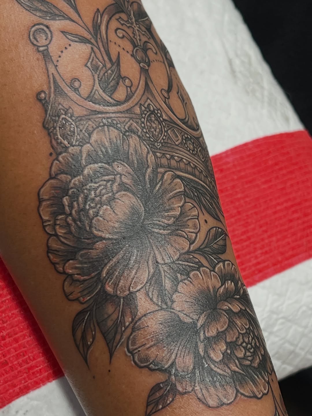 Tattoo by @stephaniepeanut123 — black_and_grey, ornamental