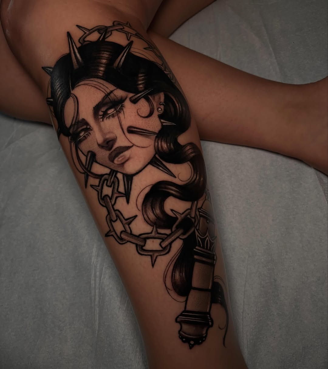 Tattoo by @taylorelizabethtattoos β black_and_grey, dark_realism