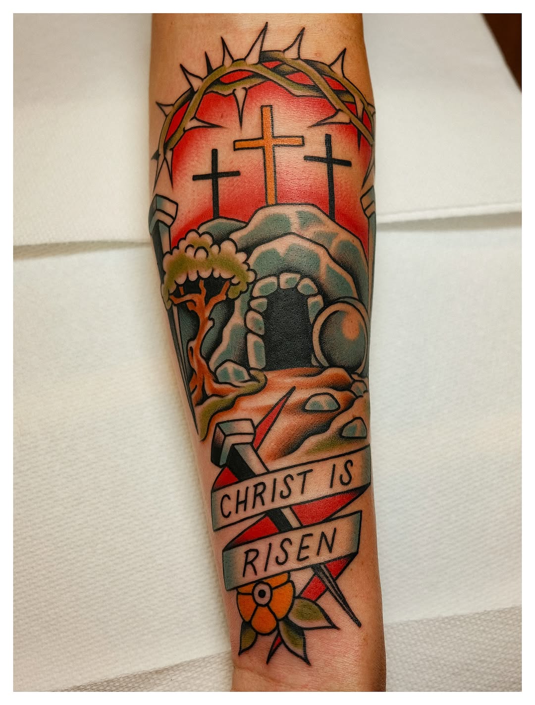 Tattoo by @tonytrustworthy — american_traditional, lettering_script