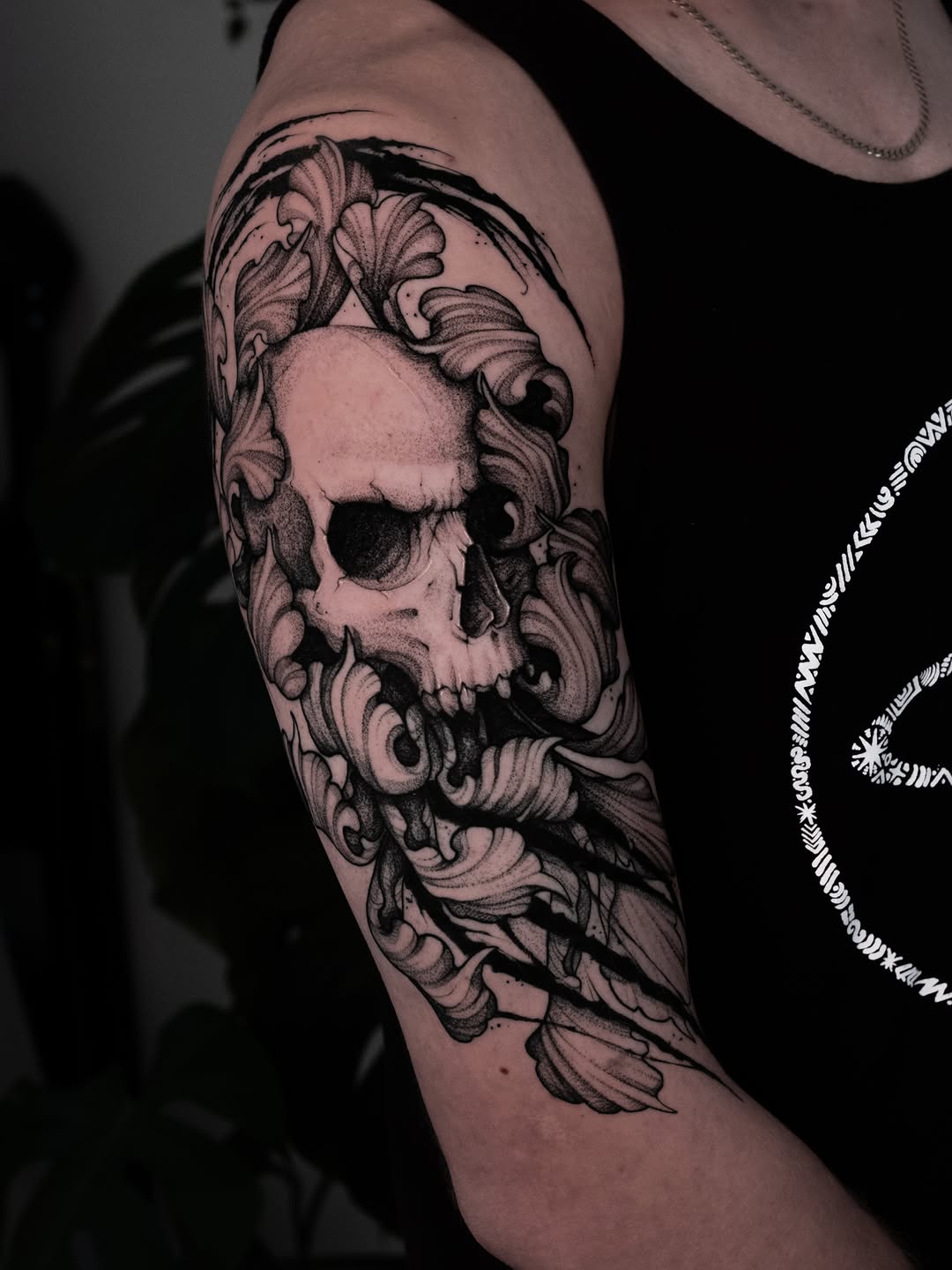 Tattoo by @da.gloom — black_and_grey, dotwork