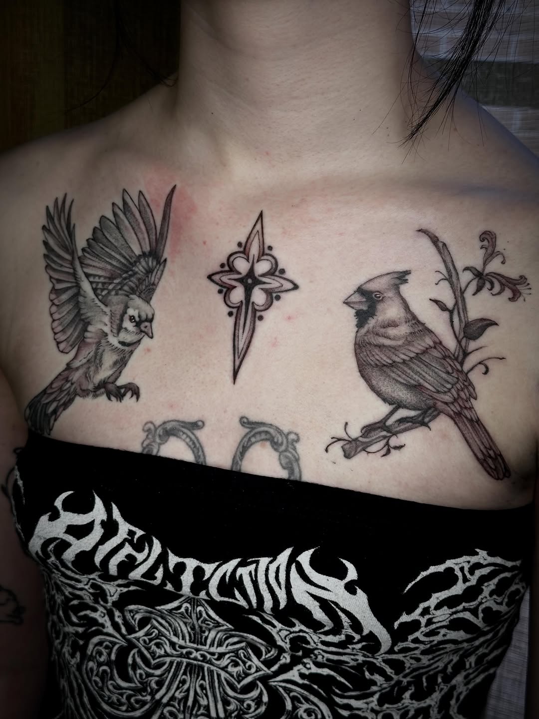 Tattoo by @chronicloving — black_and_grey
