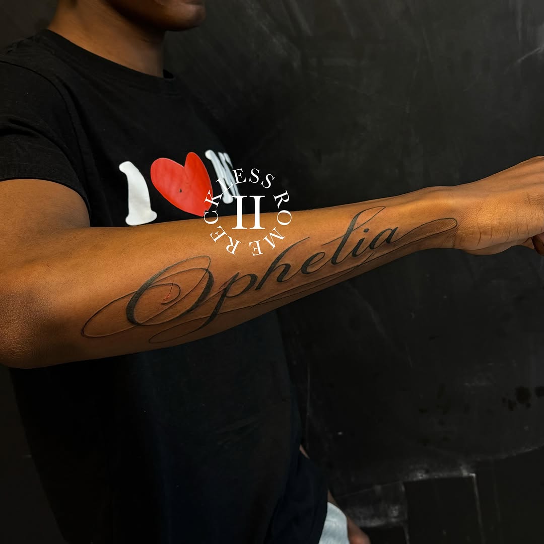 Tattoo by @2reckless__rome — lettering_script, fine_line