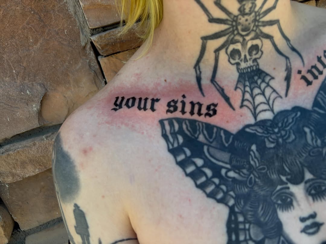 Tattoo by @cult.bunni โ lettering_script, blackwork