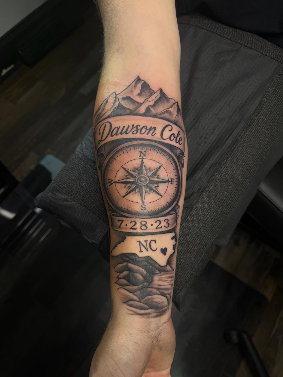 Tattoo by @tattooedbyaj — realism, lettering_script