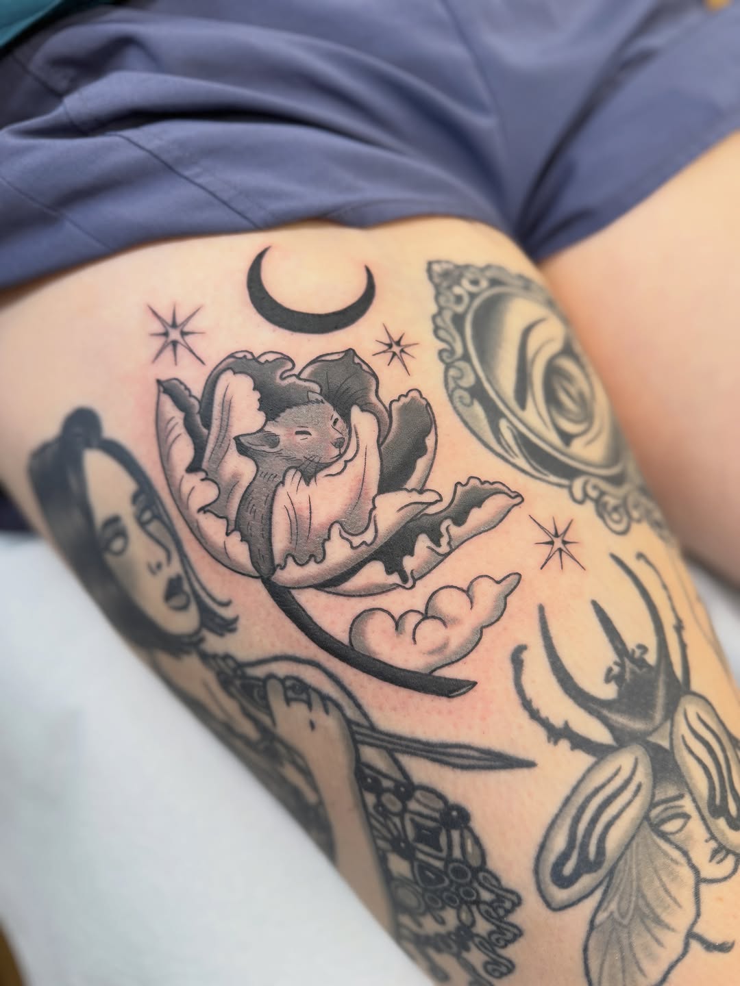 Tattoo by @niaink — illustrative, black_and_grey