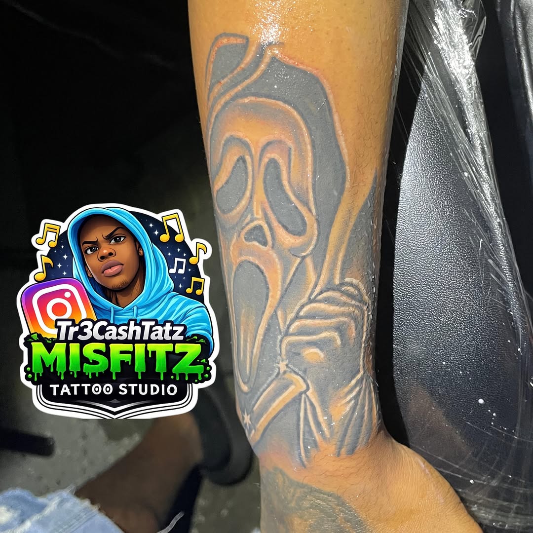 Tattoo by @tr3cashtats — illustrative, black_and_grey