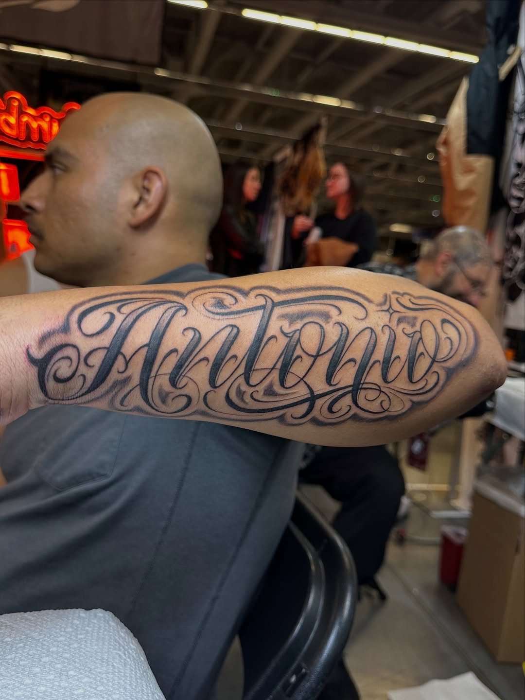 Tattoo by @jordan.piro.tattoo — lettering_script, chicano