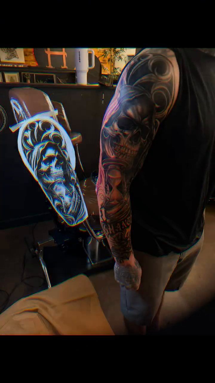 Tattoo by @chosen1.404 — illustrative, black_and_grey