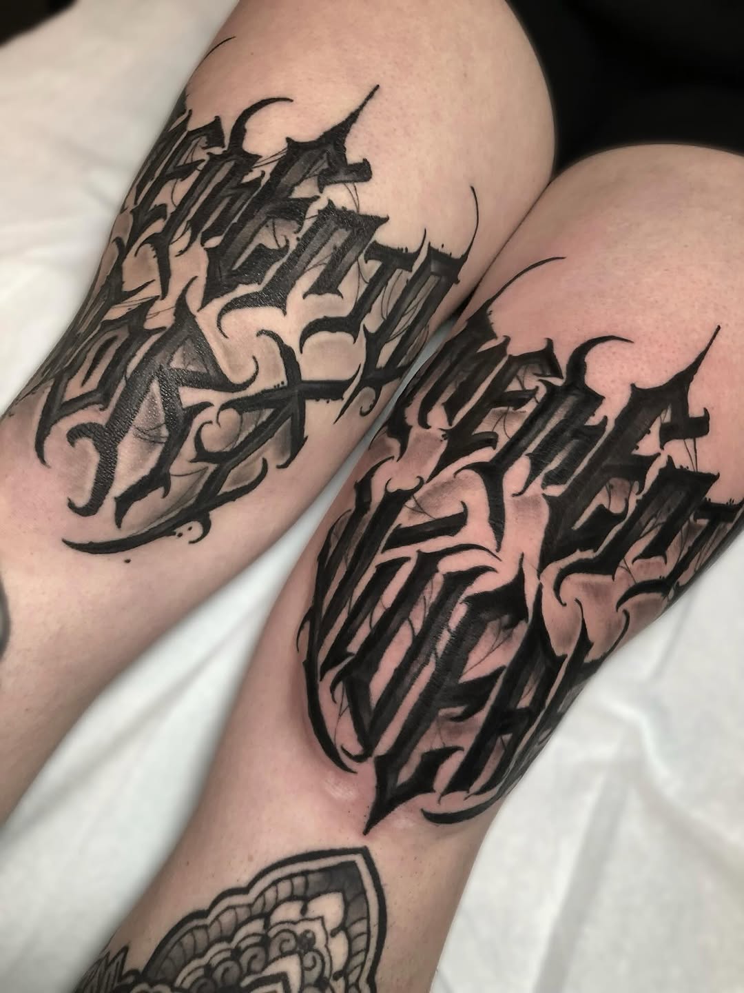 Tattoo by @melissabtattoos — lettering_script, blackwork