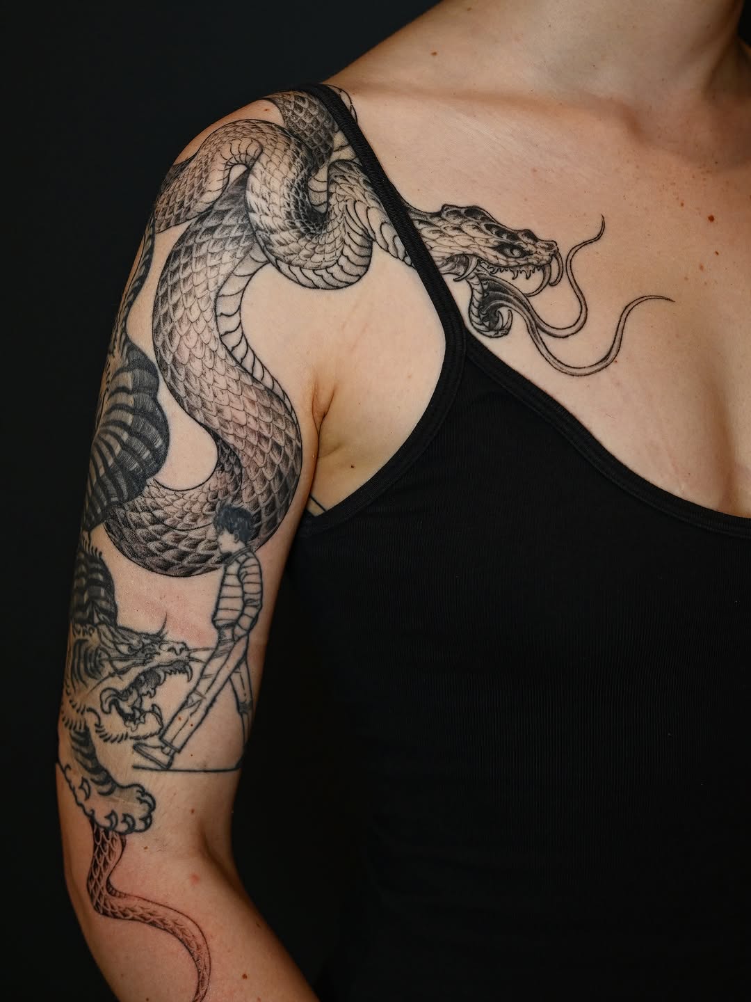 Tattoo by @evian_tat โ japanese_irezumi, black_and_grey