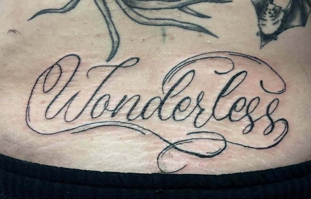 Tattoo by @starxscribbles — lettering_script, fine_line