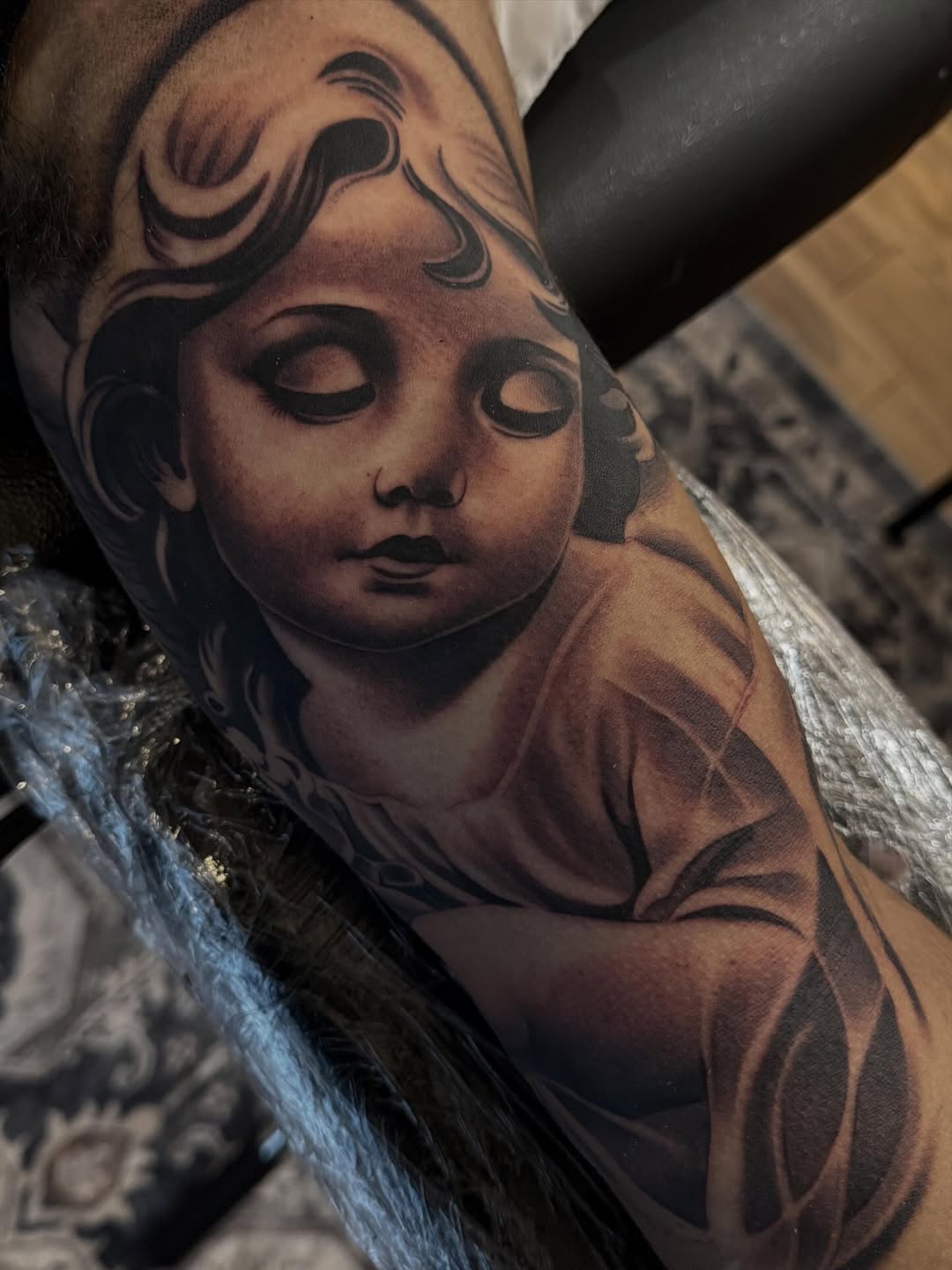 Tattoo by @angel_damiangg β realism, black_and_grey
