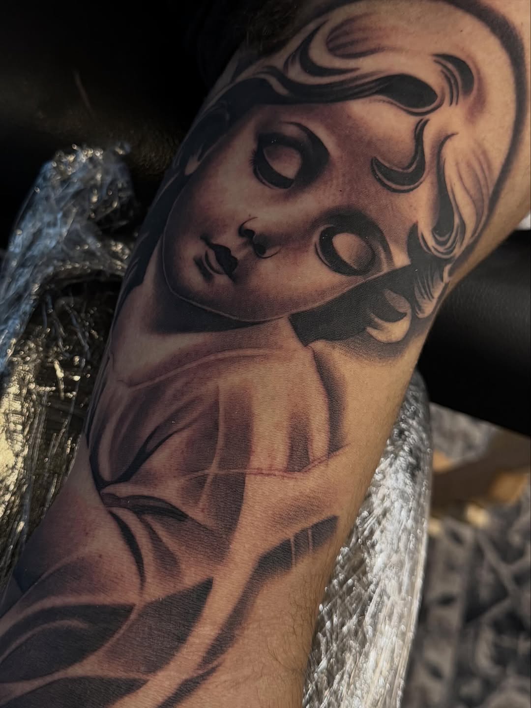 Tattoo by @angel_damiangg β realism, black_and_grey