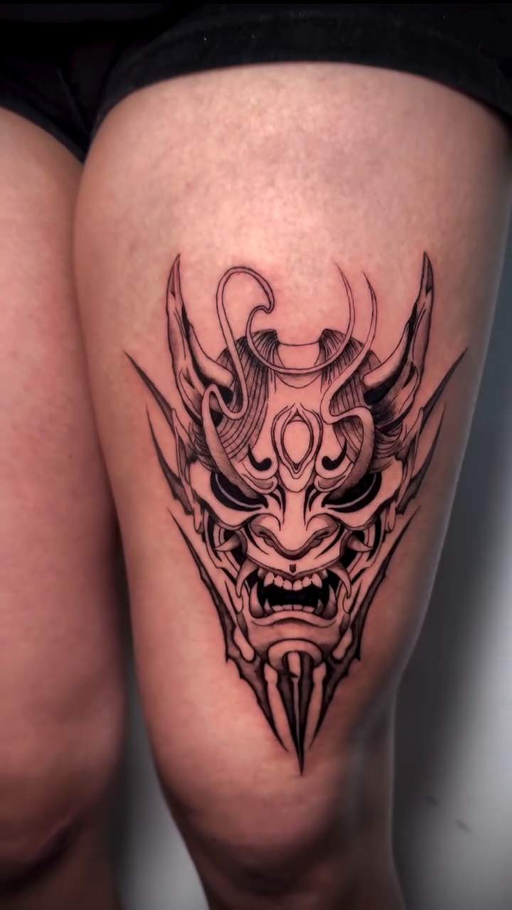 Tattoo by @_c._.yt_ โ japanese_irezumi, black_and_grey