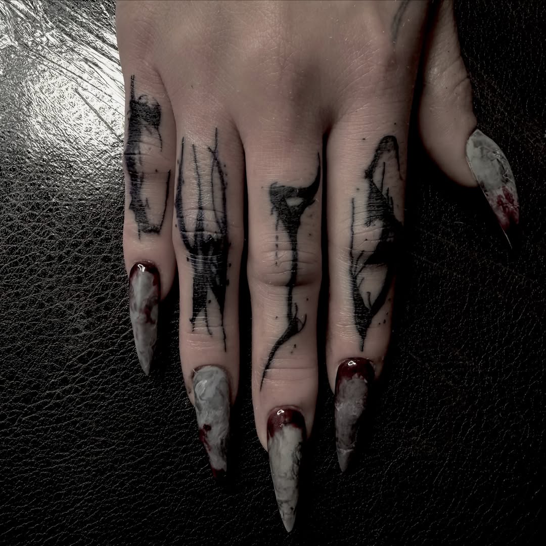Tattoo by @jordystrange — illustrative, blackwork