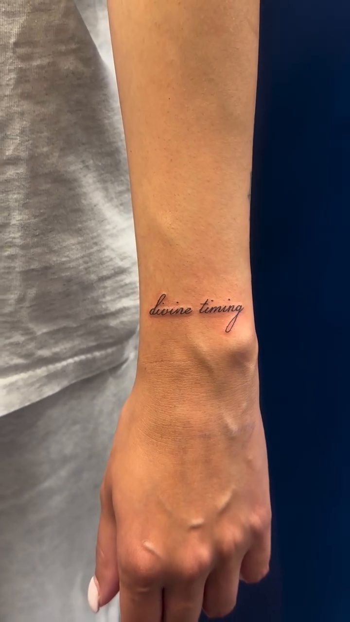 Tattoo by @takayo_sandiego — fine_line, lettering_script