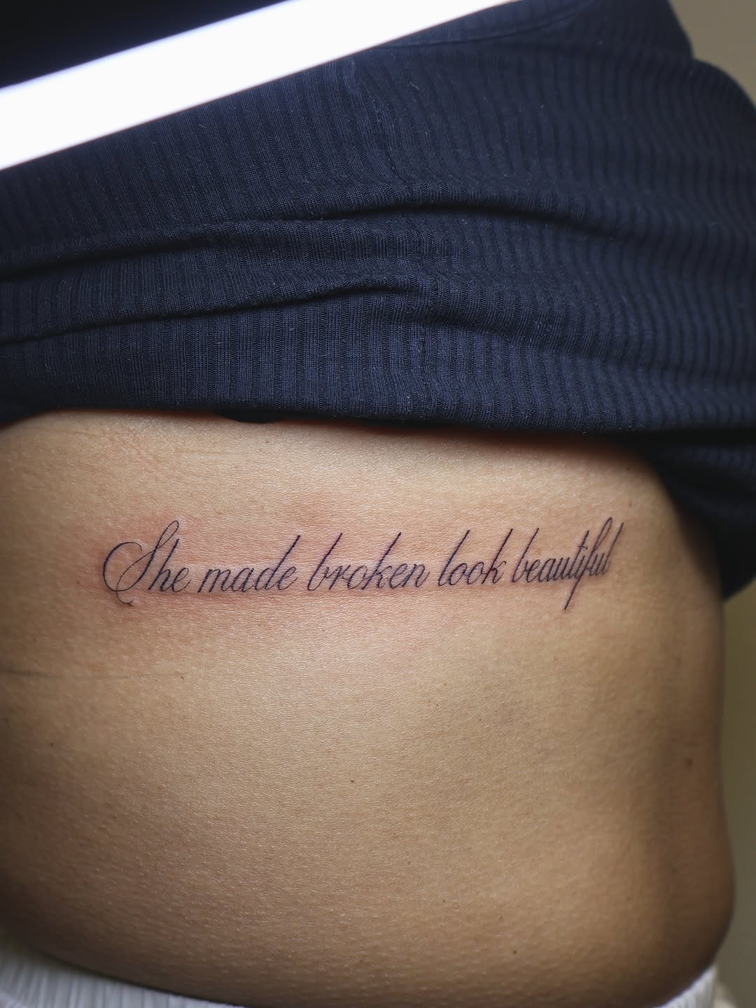 Tattoo by @divinebeautybarbyaly — lettering_script, fine_line