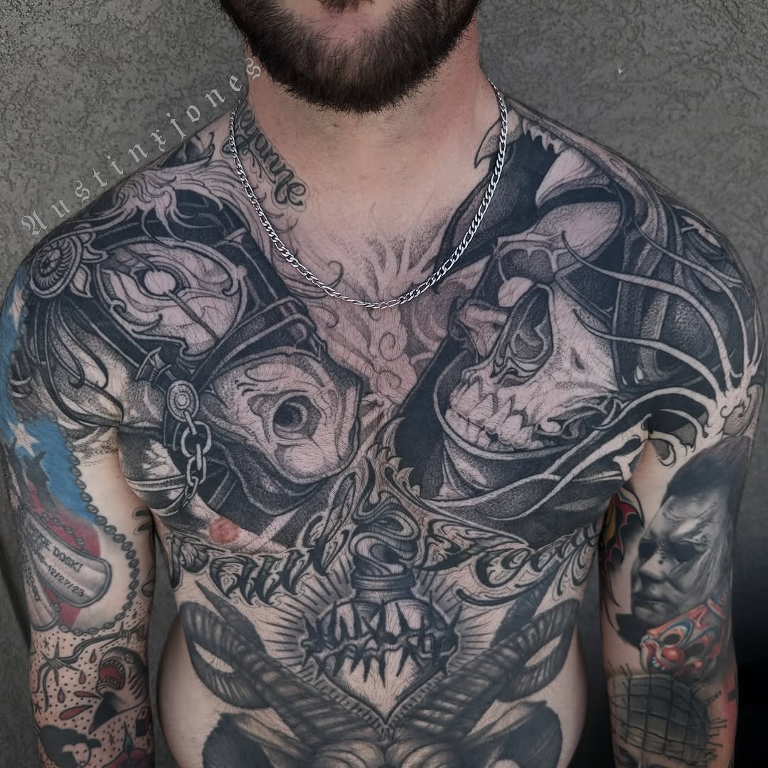 Tattoo by @austinxjones β blackwork, dark_realism