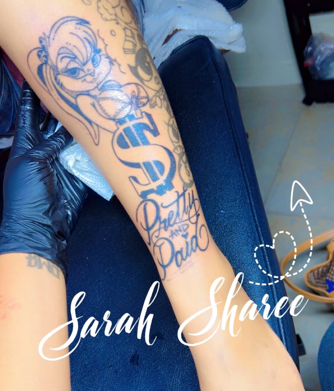 Tattoo by @sarahsshop822 — illustrative, lettering_script