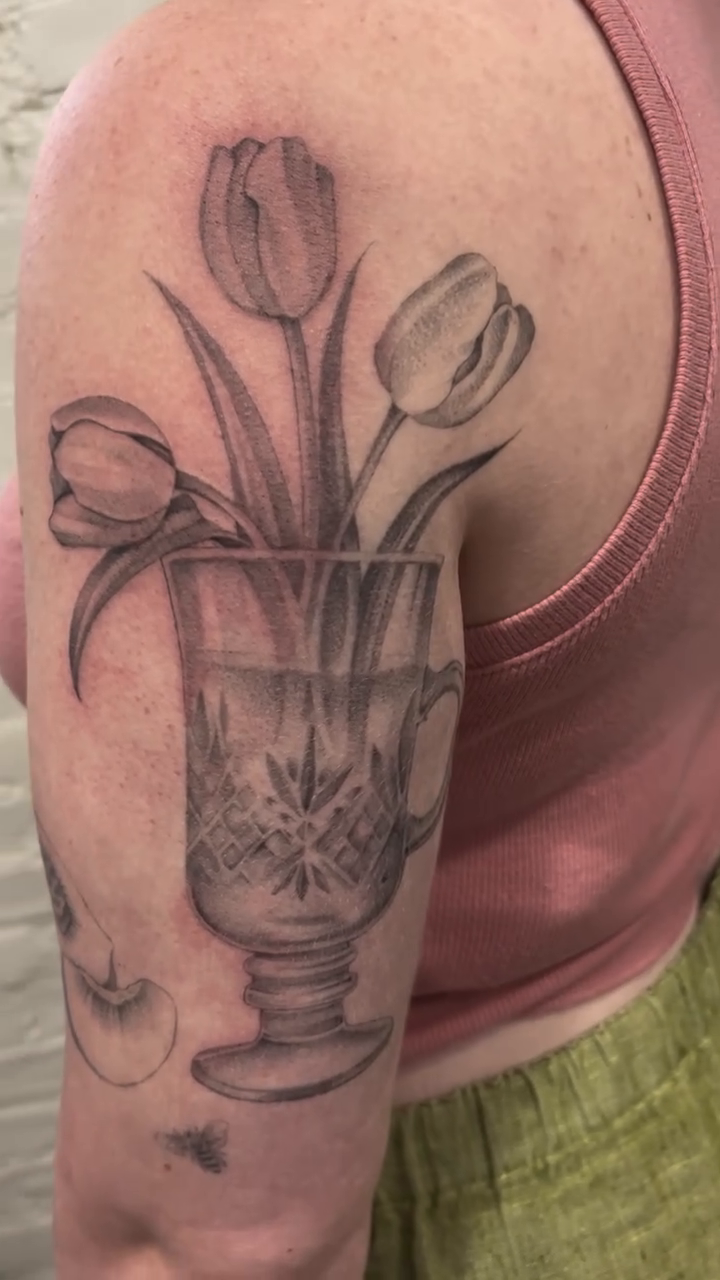 Tattoo by @oliviafoxtattoo — black_and_grey, realism